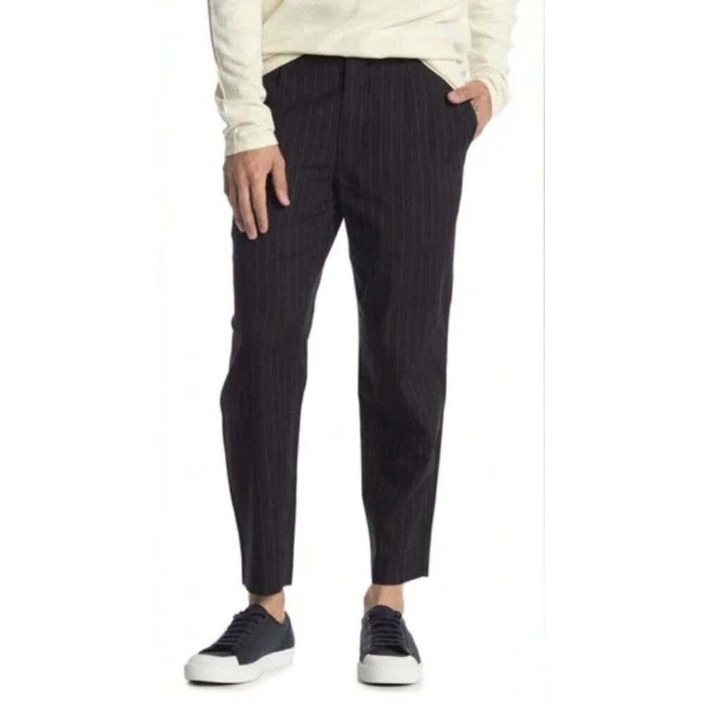 BLDWN Sato Navy Blue Pinstripe Slim Trouser Pants Size 30
